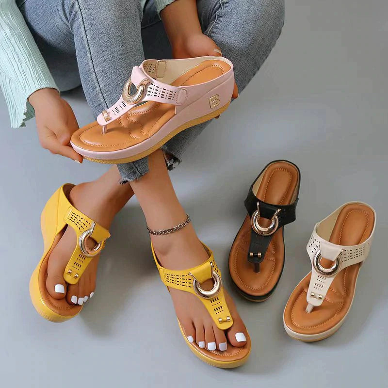 🔥HOT SALE🔥Women's Leather Wedge Slide Sandals(Buy Two Free Shipping)