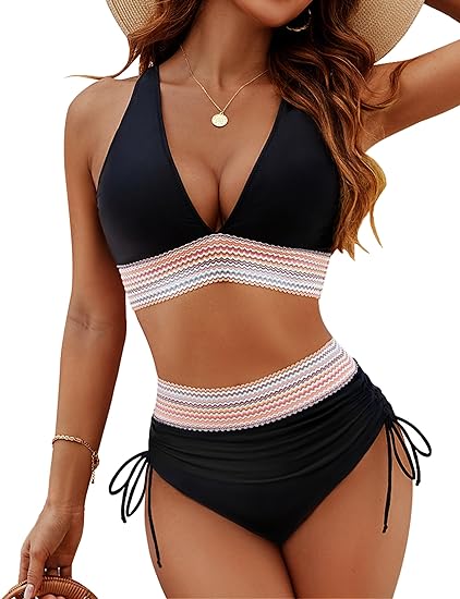 💃Vacation Sale 49% OFF💃Tummy Control Color Block Bikini Set
