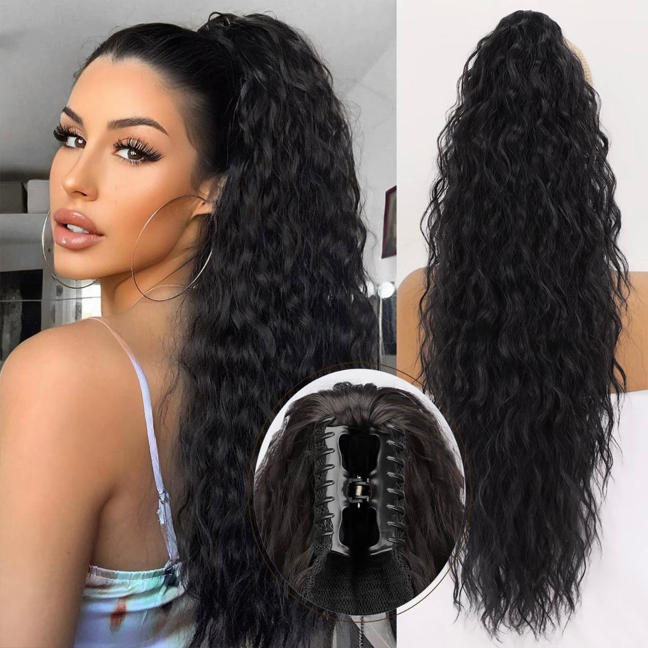 🩷LAST DAY PROMOTION - 50%OFF😍Curly Wavy Frizzy Hair Extension with Ponytail