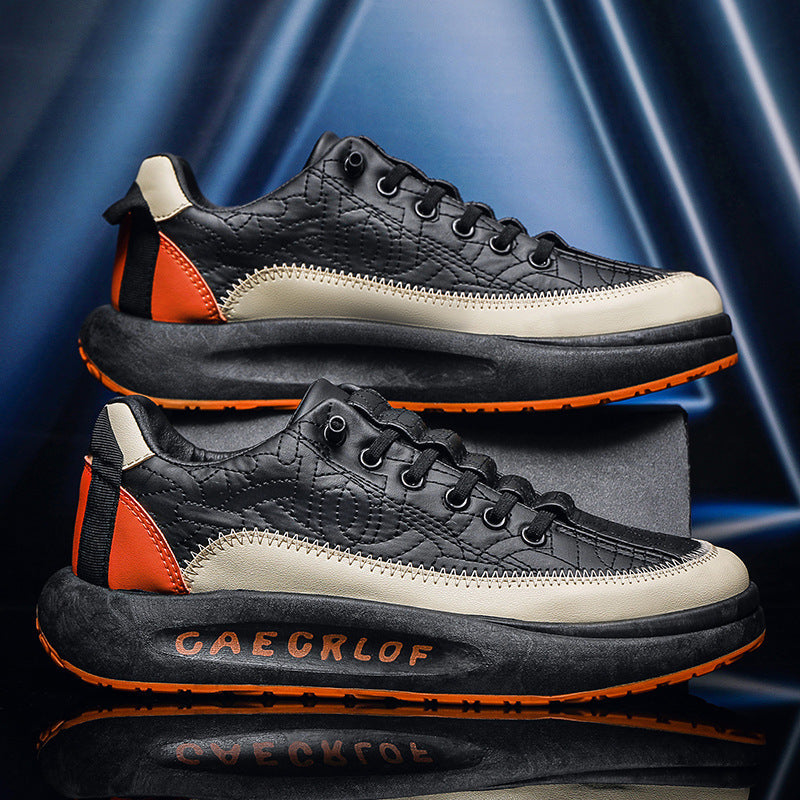 Leather Men's Casual Shoes with Thick Soles——Free Shipping