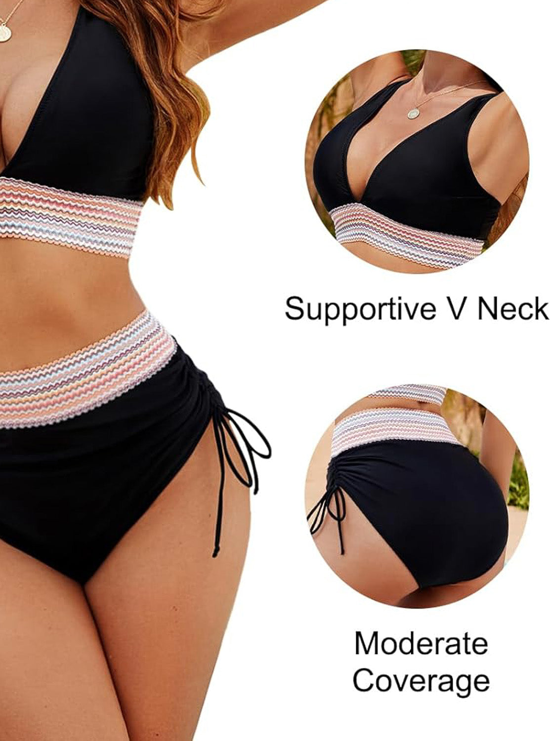 💃Vacation Sale 49% OFF💃Tummy Control Color Block Bikini Set