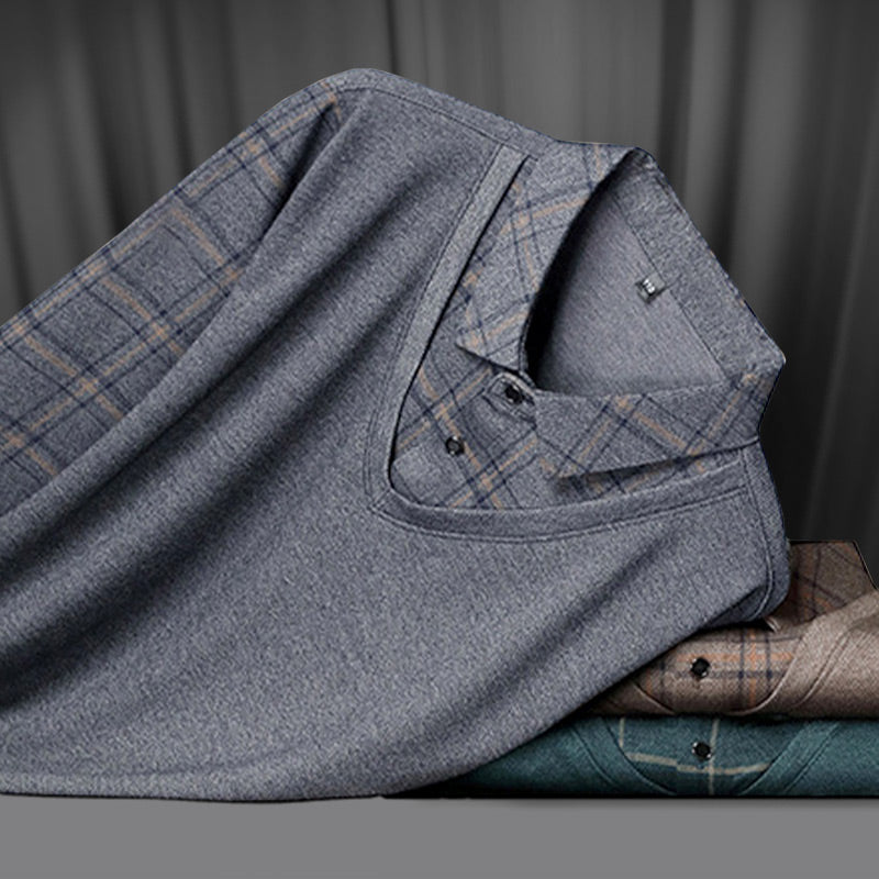 💖Limited Sale 50% OFF💖Men's Faux Two-Piece Long Sleeve Top