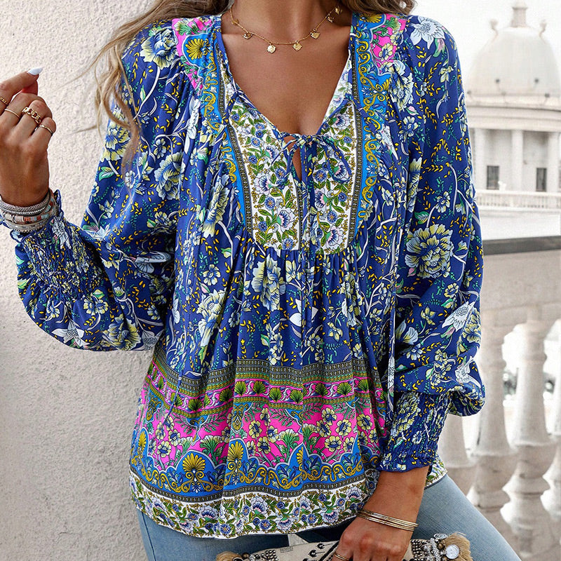💖LAST DAY SALE 50% OFF💖Women's Fashion Printed v-Neck Long Sleeve Shirt