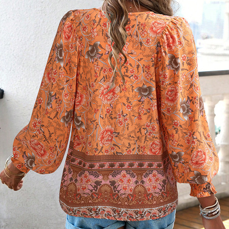 💖LAST DAY SALE 50% OFF💖Women's Fashion Printed v-Neck Long Sleeve Shirt
