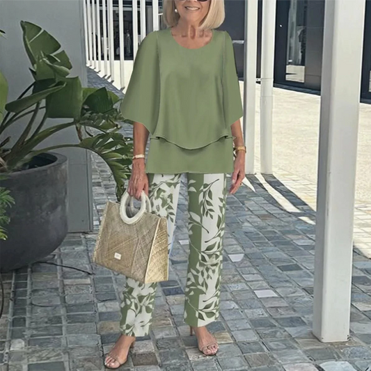 🔥LAST DAY SALE - 49% OFF🔥Women’s Printed Pants and Crew Neck Top Set