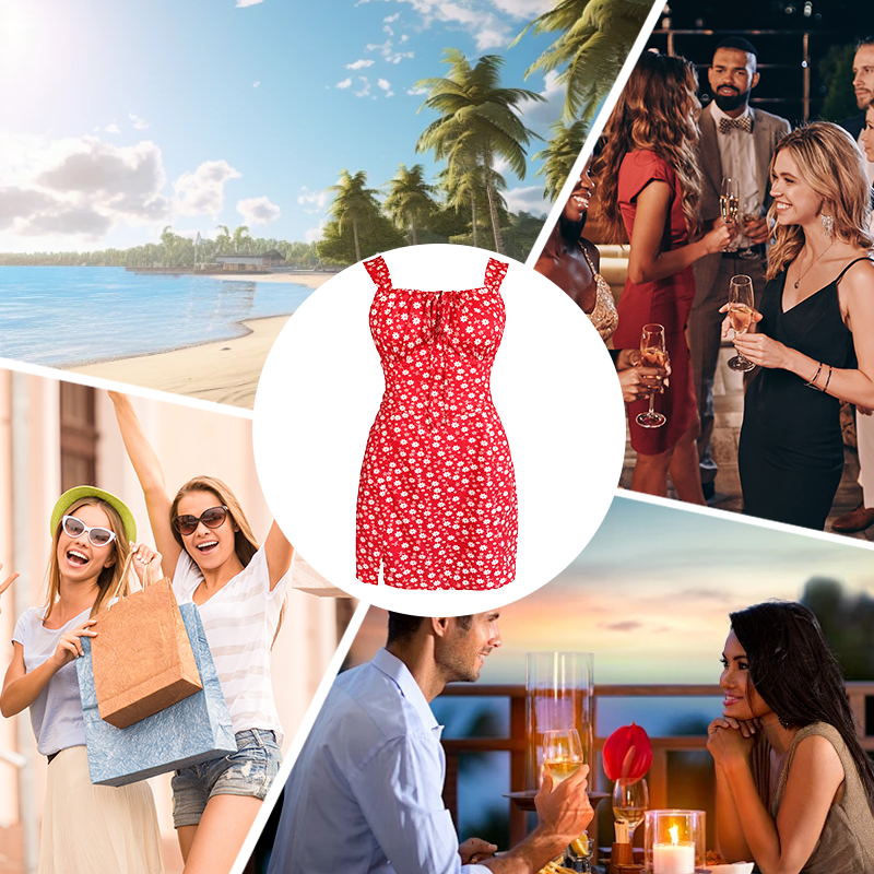 🌸Buy 2 pieces and get free shipping🌸Floral Print Spaghetti Strap Mini Dress