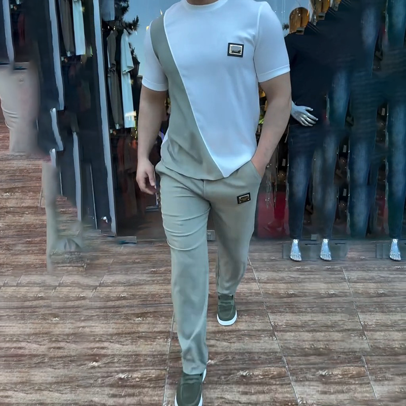 🔥 Trending This Summer! 💁‍♀️ Men's Casual Crew Neck Top and Pants Set