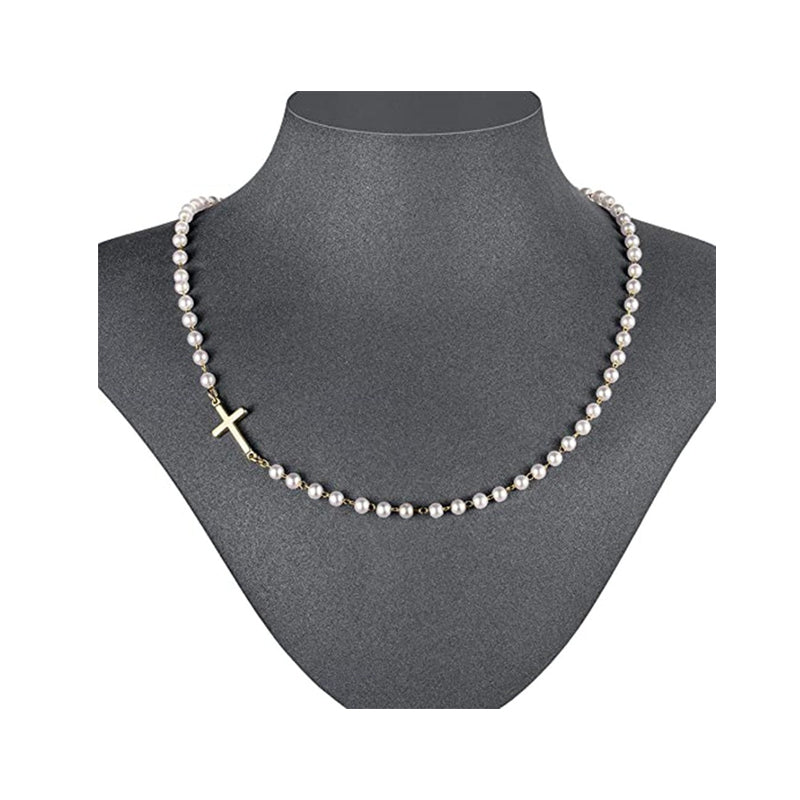 Women’s Elegant Cross Synthetic Pearl Necklace
