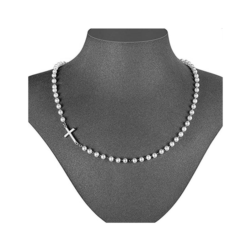 Women’s Elegant Cross Synthetic Pearl Necklace